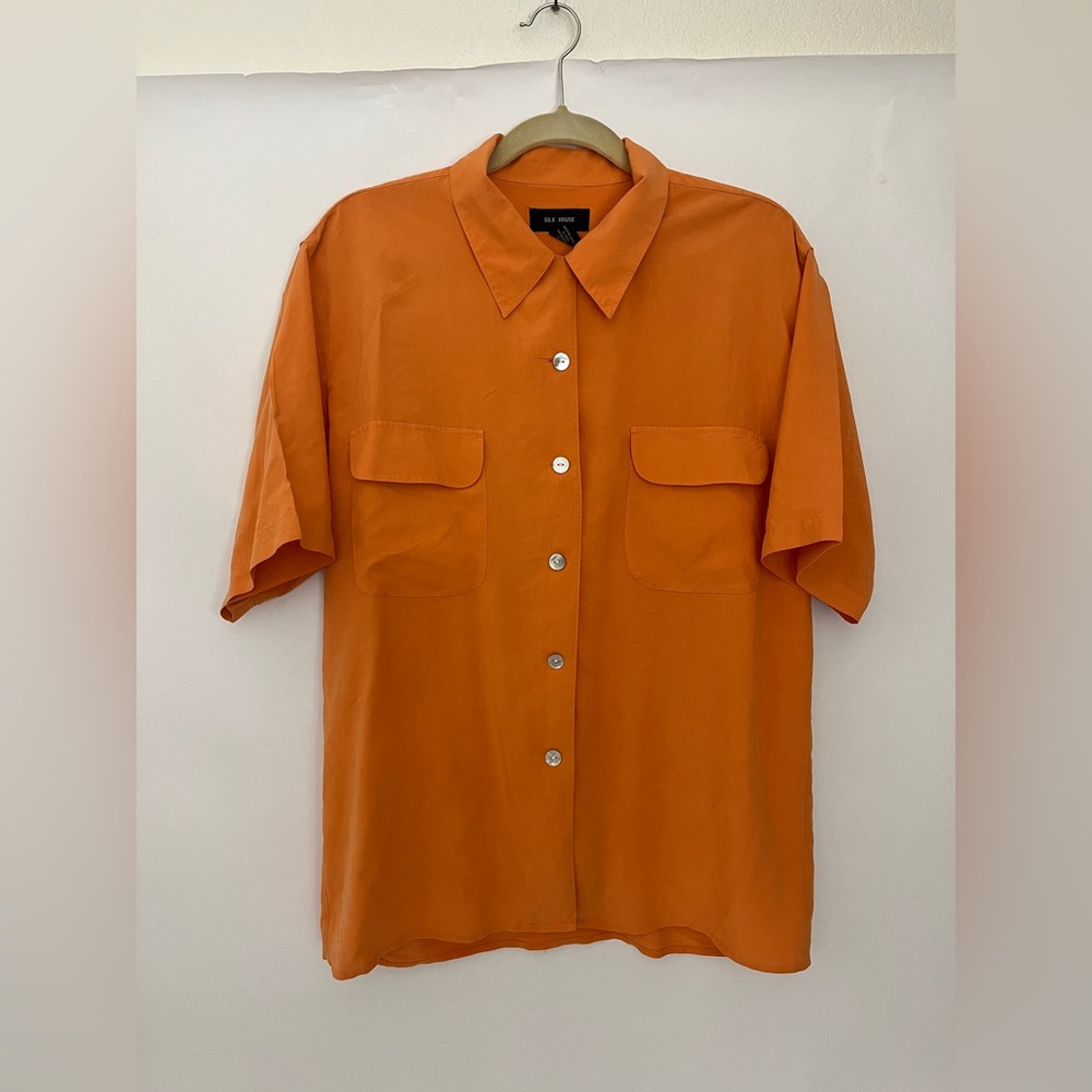 Men's Orange Button-Down Shirt